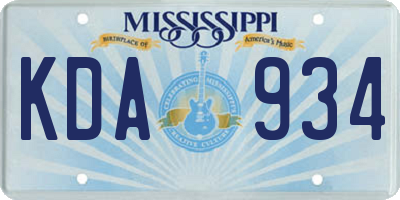 MS license plate KDA934