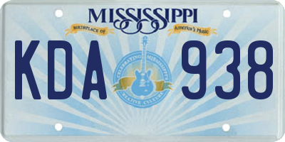 MS license plate KDA938