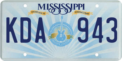 MS license plate KDA943
