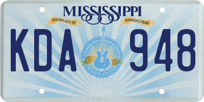 MS license plate KDA948