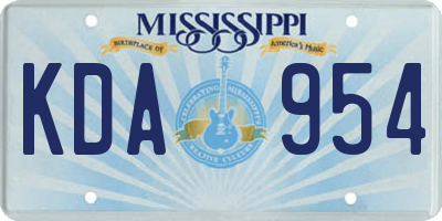 MS license plate KDA954