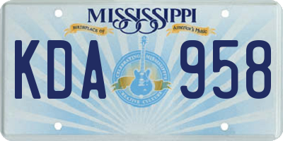 MS license plate KDA958