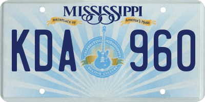 MS license plate KDA960