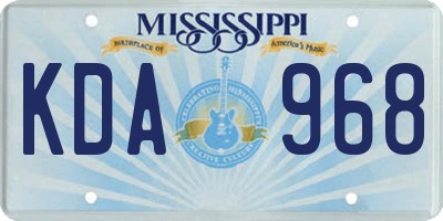MS license plate KDA968