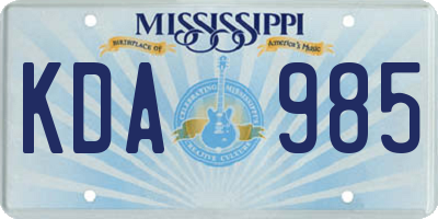MS license plate KDA985
