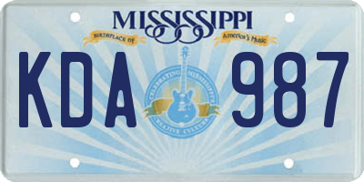 MS license plate KDA987