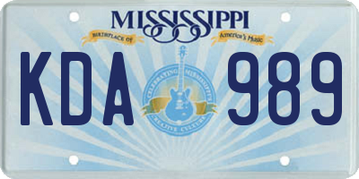 MS license plate KDA989