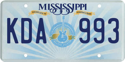 MS license plate KDA993