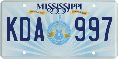 MS license plate KDA997