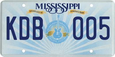MS license plate KDB005