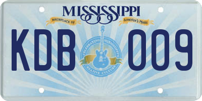 MS license plate KDB009
