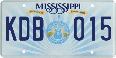 MS license plate KDB015