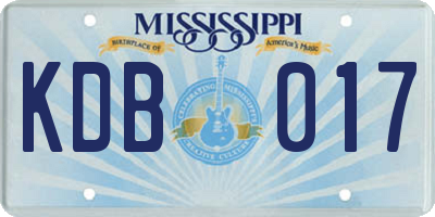 MS license plate KDB017