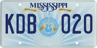 MS license plate KDB020