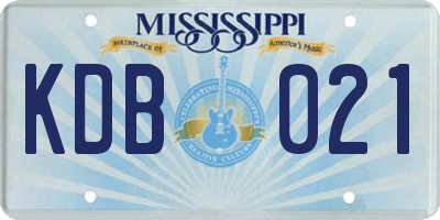 MS license plate KDB021