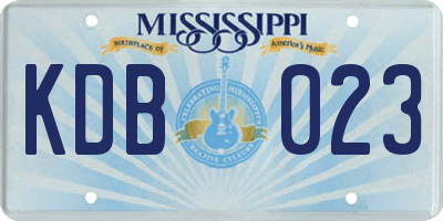 MS license plate KDB023
