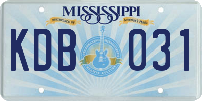 MS license plate KDB031