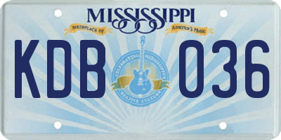 MS license plate KDB036