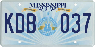 MS license plate KDB037