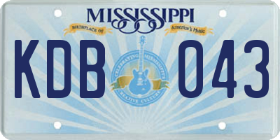 MS license plate KDB043