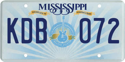 MS license plate KDB072
