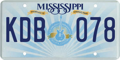 MS license plate KDB078