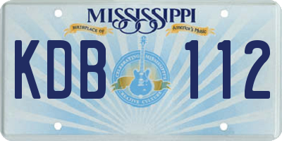 MS license plate KDB112