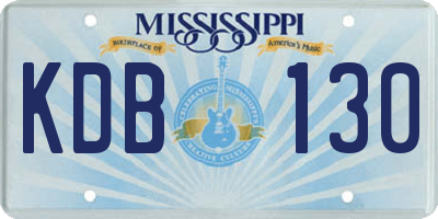 MS license plate KDB130
