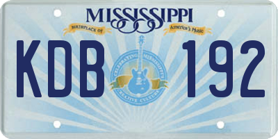 MS license plate KDB192