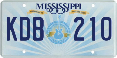 MS license plate KDB210