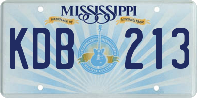 MS license plate KDB213