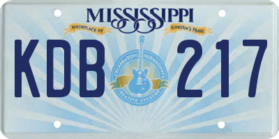 MS license plate KDB217