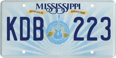 MS license plate KDB223