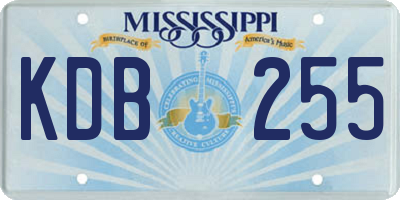 MS license plate KDB255