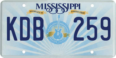 MS license plate KDB259