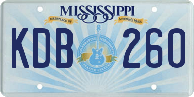 MS license plate KDB260