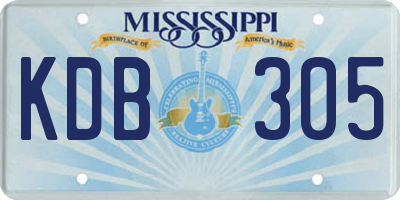 MS license plate KDB305
