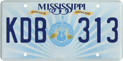 MS license plate KDB313