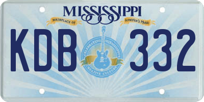 MS license plate KDB332