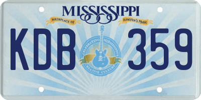 MS license plate KDB359