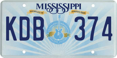 MS license plate KDB374