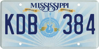 MS license plate KDB384