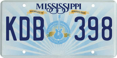 MS license plate KDB398