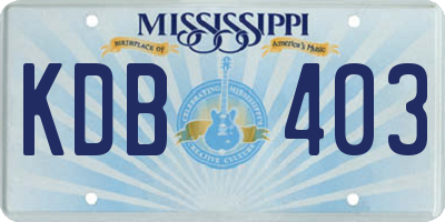 MS license plate KDB403