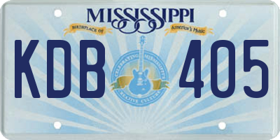 MS license plate KDB405