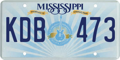 MS license plate KDB473