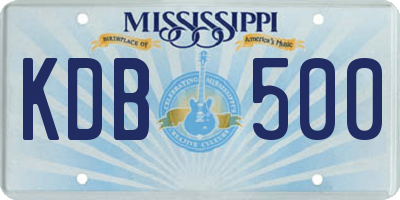 MS license plate KDB500