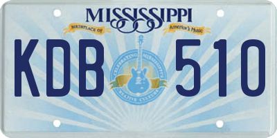 MS license plate KDB510