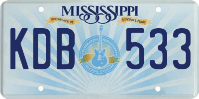 MS license plate KDB533