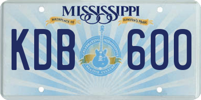 MS license plate KDB600